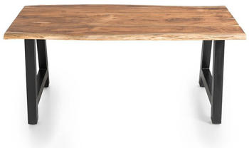 SalesFever Tisch Akazie Massiv Natur Baumkante 3,5 cm stark 240x110 cm A-Gestell Schwarz (369142)