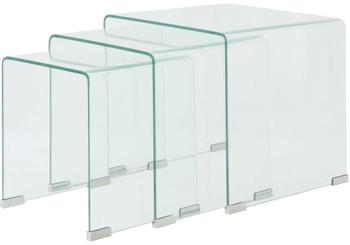 vidaXL Dreiteiliges Satztisch-Set gehärtetem Glas Transparent (244190)