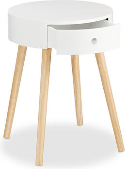 Relaxdays Couchtisch + Beistelltisch Ernd &Oslash;40x52 cm beige-wei&szlig;