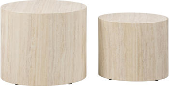 Actona Couchtisch + Beistelltisch Mice 24.5x40x33 cm/33x48x40 cm beige-wei&szlig;