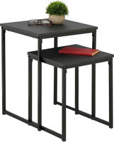 Relaxdays - Beistelltisch 2er Set, Stapelbar, Industrie Design, Satztisch 2 Gr&ouml;&szlig;en,