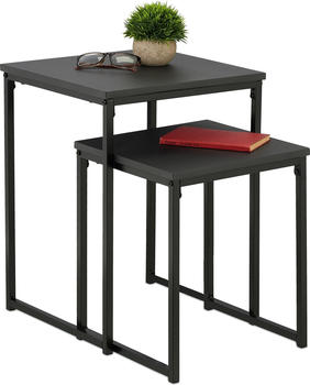 Relaxdays Couchtisch + Beistelltisch 2x Beistelltisch 40x40x54 cm braun