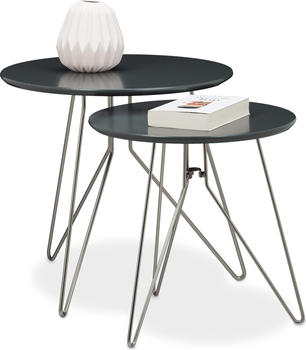 Relaxdays Couchtisch + Beistelltisch &Oslash;64x44 cm grau