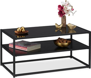 Relaxdays Couchtisch + Beistelltisch Couchtisch 90x50x42 cm schwarz