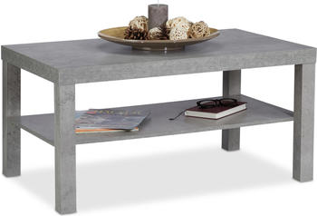 Relaxdays Couchtisch + Beistelltisch Couchtisch 90x55x45 cm grau