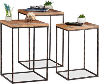 Relaxdays Couchtisch + Beistelltisch 35.5x35.5x55.5 cm braun