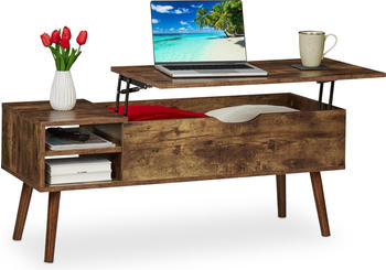 Relaxdays Couchtisch + Beistelltisch Couchtisch 108x40x45 cm braun