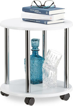 Relaxdays Couchtisch + Beistelltisch 40x40x41.5 cm beige-wei&szlig;
