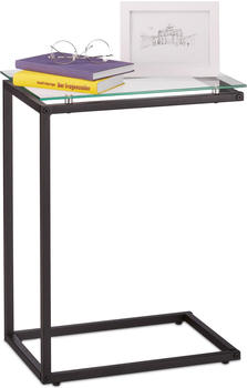 Relaxdays Couchtisch + Beistelltisch Glasbeistelltisch 30x45x61 cm schwarz