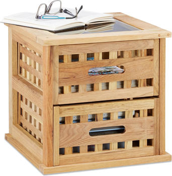 Relaxdays Couchtisch + Beistelltisch Walnusstisch 34x34x34 cm braun