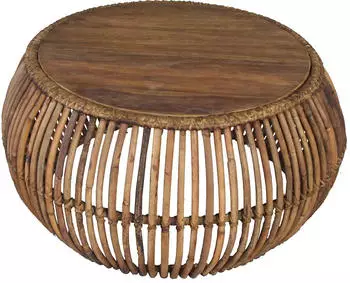 SIT Couchtisch natur 80x80x40cm Rattan und Teak (5329-04)