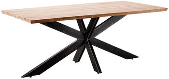 Linea Natura Esstisch, Eiche, Holz, Wildeiche, massiv, rechteckig, X-Form, 100x77 cm