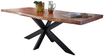 Livetastic Esstisch, Akazie, Holz, Akazie, massiv, rechteckig, X-Form, 100x76 cm
