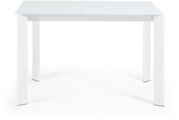 Kave Home Esstisch mit Auszug Atta 120/ 180x80 cm Glas Weiß