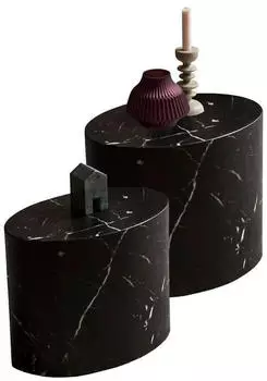 SalesFever Couchtisch 2er Set Marmoroptik oval Beistelltisch in Travertinoptik schwarz SalesFever Couchtisch 2er Set Marmoroptik oval Beistelltisch in Travertinoptik schwarz
