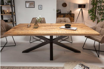 Riess-Ambiente Massiver Industrial Esstisch GALAXIE 160cm Mangoholz sternenförmiges Gestell
