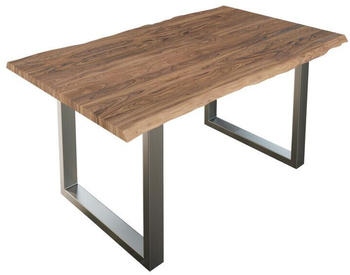 sam Esstisch Baumkante massiv Akazie stone 180 x 90 cm silber LAUREN Akazie Natur