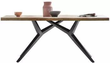 SIT Esstisch Baumkante Platte 56 mm Akazie natur 240 x 100 cm Gestell Metall antikschwarz 240 x 100 x 78 cm 15276-11 Serie TABLES & CO