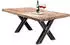 SIT Esstisch 220 x 100 cm 50 mm Tischplatte Teak-Holz natur Metallgestell X-Form used look 15622-41