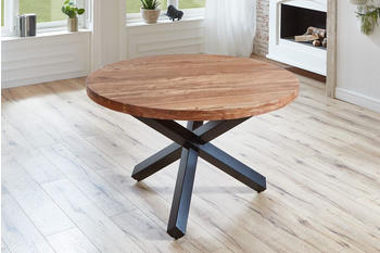 sam Esszimmertisch rund 130 cm Akazienholz Natur Schwarz RUNA