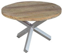 Esszimmertisch Rund 140 Cm Mangoholz Natur Silber Runis