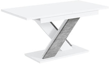 ALTDECOR Esszimmertisch ausziehbar 140-180x80x75 cm Wei&szlig; Hochglanz/Betonoptik RONX