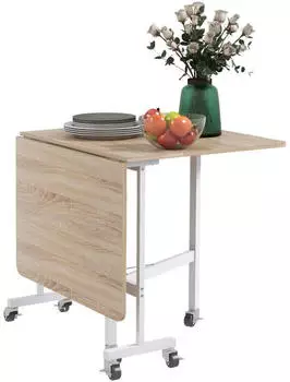 HomCom Esstisch mit Rollen Eiche 52,5-120 80 73 cm (83A-049V8)