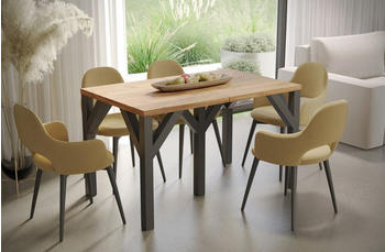 Endo-M&ouml;bel XXL-Esstisch Dunaj 130/405x130 cm Eiche/gold
