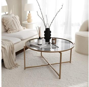 Hanah Home Skye Decor Gold Sun S404F NOS Gold Couchtisch 40x83x83 cm getempertes Glas (552NOS2221)
