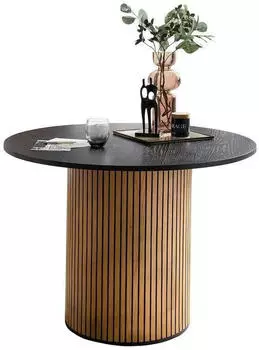 SalesFever Esstisch rund &Oslash;120cm schwarz lackierte Eiche 120x120x75cm mattschwarz-natur (371756)