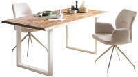 SalesFever Baumkantentisch "Tisch mit Baumkante im Natur-Look" Metall triff Akazie