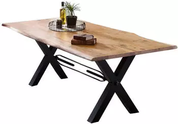 SIT Esstisch Baumkante 180x90x76 cm 36 mm Akazie natur -Gestell Metall antikschwarz (15871-11)