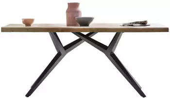 SIT Esstisch Baumkante 56 mm Akazie natur 220x100 cm Metallgestell schwarz 220x100x78 cm (15275-11)