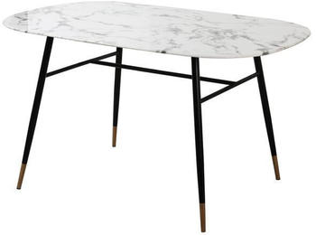 SIT EsstischMarmor-Optik (140 90 cm Tischplatte Glas wei&szlig;Metall schwarz 140x90 cm x77 cm (19000-21)