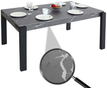 Mendler Esstisch MCW-L53, Tisch K&uuml;chentisch Esszimmertisch, Industrial Metall 140x80cm Marmor-Optik grau