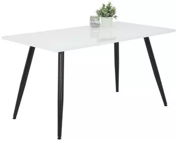 Hela Esstisch Anika- Platte Hglz.wei&szlig; -Metallgestell Rundrohr-140cm breit