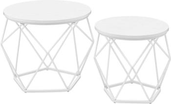Vasagle Couchtisch + Beistelltisch Main 48.5x48.5x39.5 cm beige-weiß