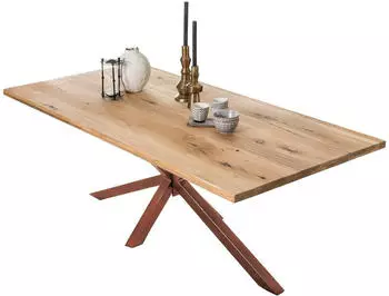 SIT Esstisch 240x100 cm 40 mm Wildeiche natur Metallgestell antikbraun 240x100x76 cm (15243-00)