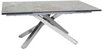 Novel Esstisch Edelstahl Hellgrau Hellbraun Glas Keramik rechteckig 98x76x180-280 cm ausziehbar