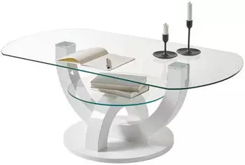 Livetastic Couchtisch Weiß Glas oval 60x40x110 cm Livetastic Couchtisch Weiß Glas oval 60x40x110 cm