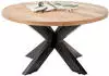 Livetastic Couchtisch Natur Schwarz Mangoholz massiv rund X-Form 80x47x80 cm