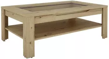 Mid.you Couchtisch Eiche Artisan Glas 1 Schubladen rechteckig 43x67x110 cm