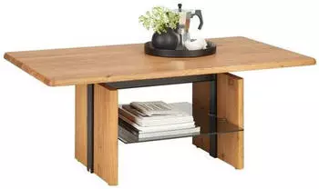 venda Couchtisch Schwarz Eiche Wildeiche massiv rechteckig Wange 65x50-69x110 cm