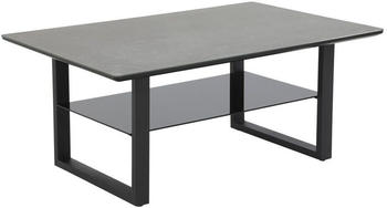 BOXXX Couchtisch Anthrazit Schwarz Metall Glas rechteckig Kufe U-Form 69x45x105 cm