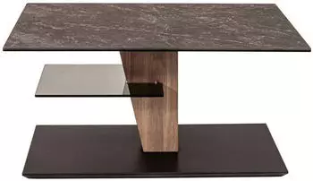 Vierhaus Couchtisch Anthrazit Grau Wildeiche Keramik massiv Wange 60x47-65x90 cm