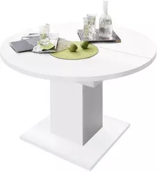M&auml;usbacher Ausziehtisch &Oslash;104/144 Wei&szlig; (0588/104D2122)
