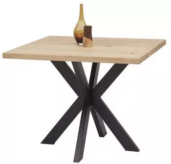 Mid.you Esstisch Schwarz Eiche massiv rechteckig X-Form 100x76x100 cm