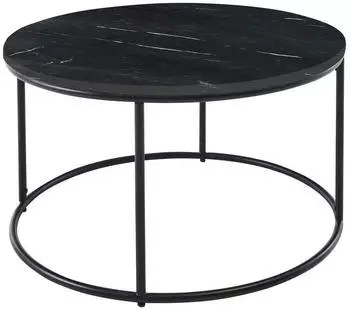 CarryHome Couchtisch Schwarz Stein rund 80x46x80 cm Couchtische Marmor