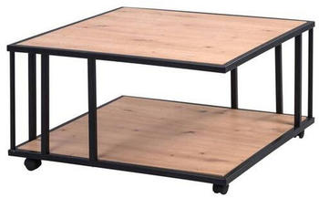 Livetastic Couchtisch Schwarz Eiche Artisan Metall rechteckig Rollen 75x45x75 cm