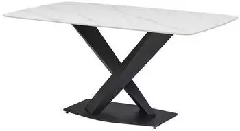Mid.you Esstisch Schwarz Weiß Keramik Marmoroptik rechteckig X-Form Bodenplatte 90x75x180 cm